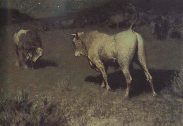 Frederic Remington Moaning of the Bulls (mk43) France oil painting art